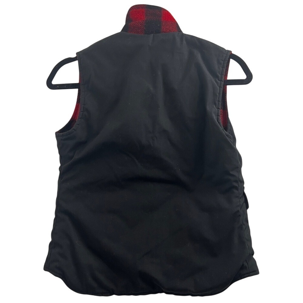 Woolrich Reversible Buffalo Check Wool Vest, Black‎ and Red size Small - Vintage - Picture 2 of 6